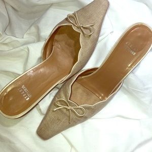 !Stuart Weitzman Linen Mules!